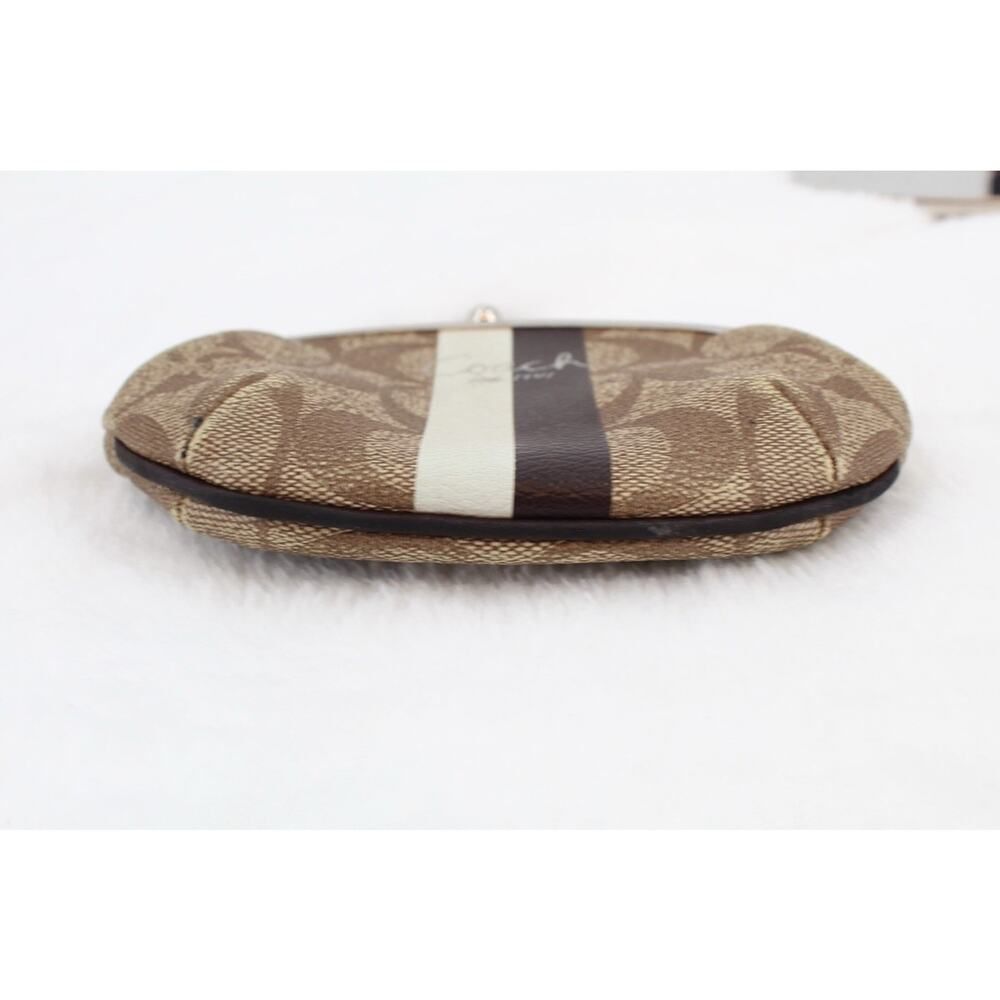 COACH SIGNATURE C STRIPE Kiss Lock Framed Small Coin Change Purse - Picture 3 of 7